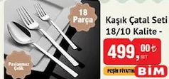 KAŞIK ÇATAL SETİ 18/10 KALİTE 18 PARÇA
